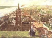 painting of the view of Vicksburg during the siege