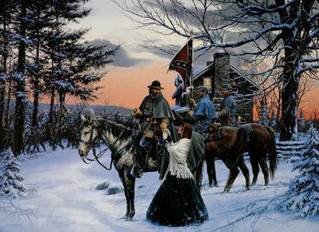 painting depicting General A.P. Hill saying goodbye to his wife Kitty Morgan Hilll