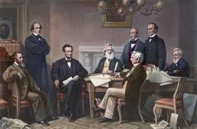 painting of President Lincoln and his Cabinet at the first reading of the Emancipation Proclamation